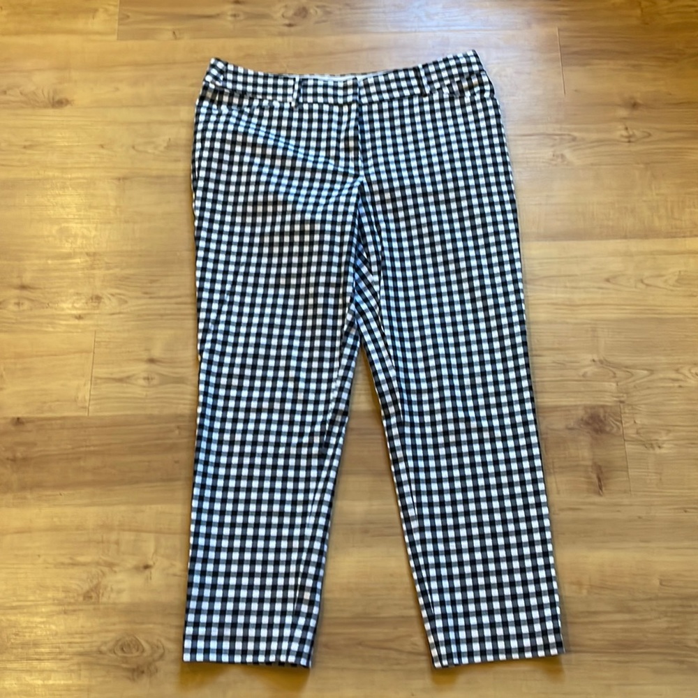 Talbots Hampshire Ankle Pants sz 12 Black/White Checkered